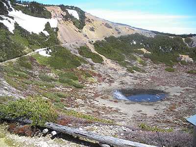 分岐点付近から見た中央火口