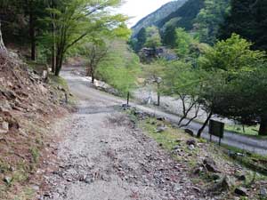 天神尾根入口からの道。